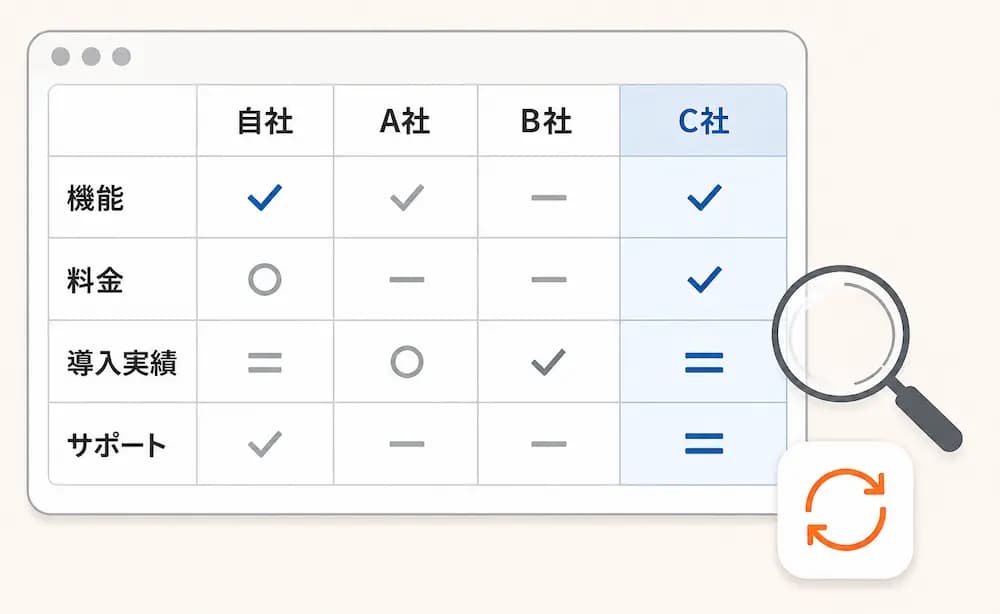 競合比較表が古いまま