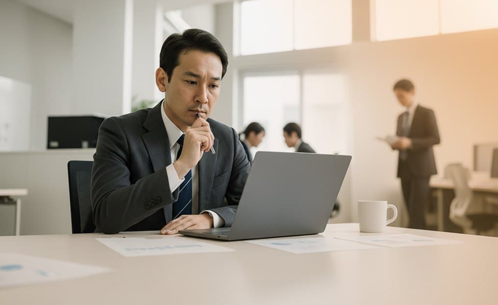 <span>会議</span>の<span>無駄</span>が多く、<br /><span>組織</span>の<span>生産性</span>が<span>下がっている</span>